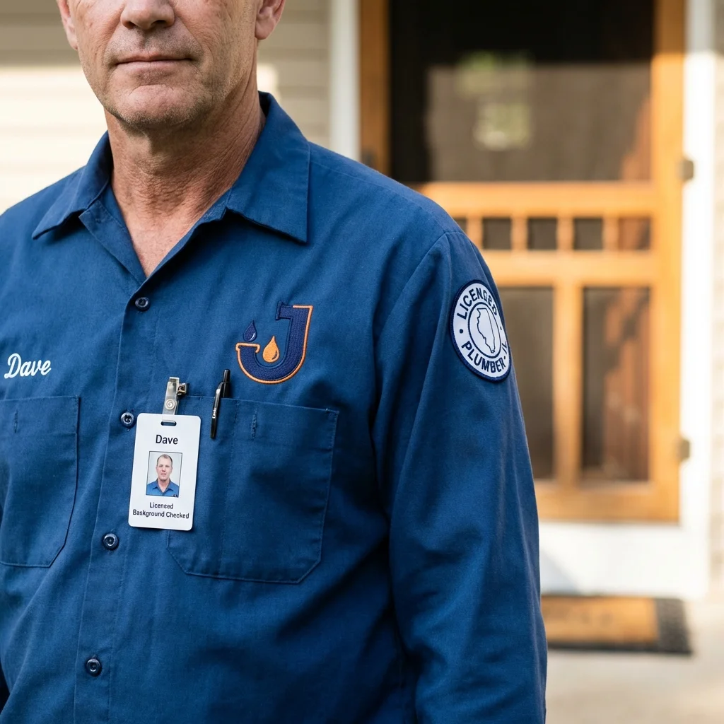 Licensed plumber showing ID badge in Afton, WY
